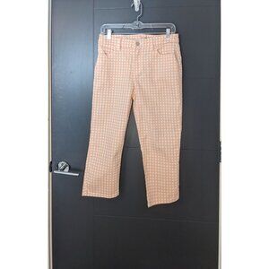 Chico's Peach‎ Gingham Perfect Stretch Girlfriend Slim Leg Capri - 0 (S/4)